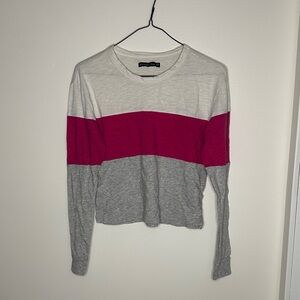 Abercrombie & Fitch Colorblock Long Sleeve Tee - Pink, Gray, White